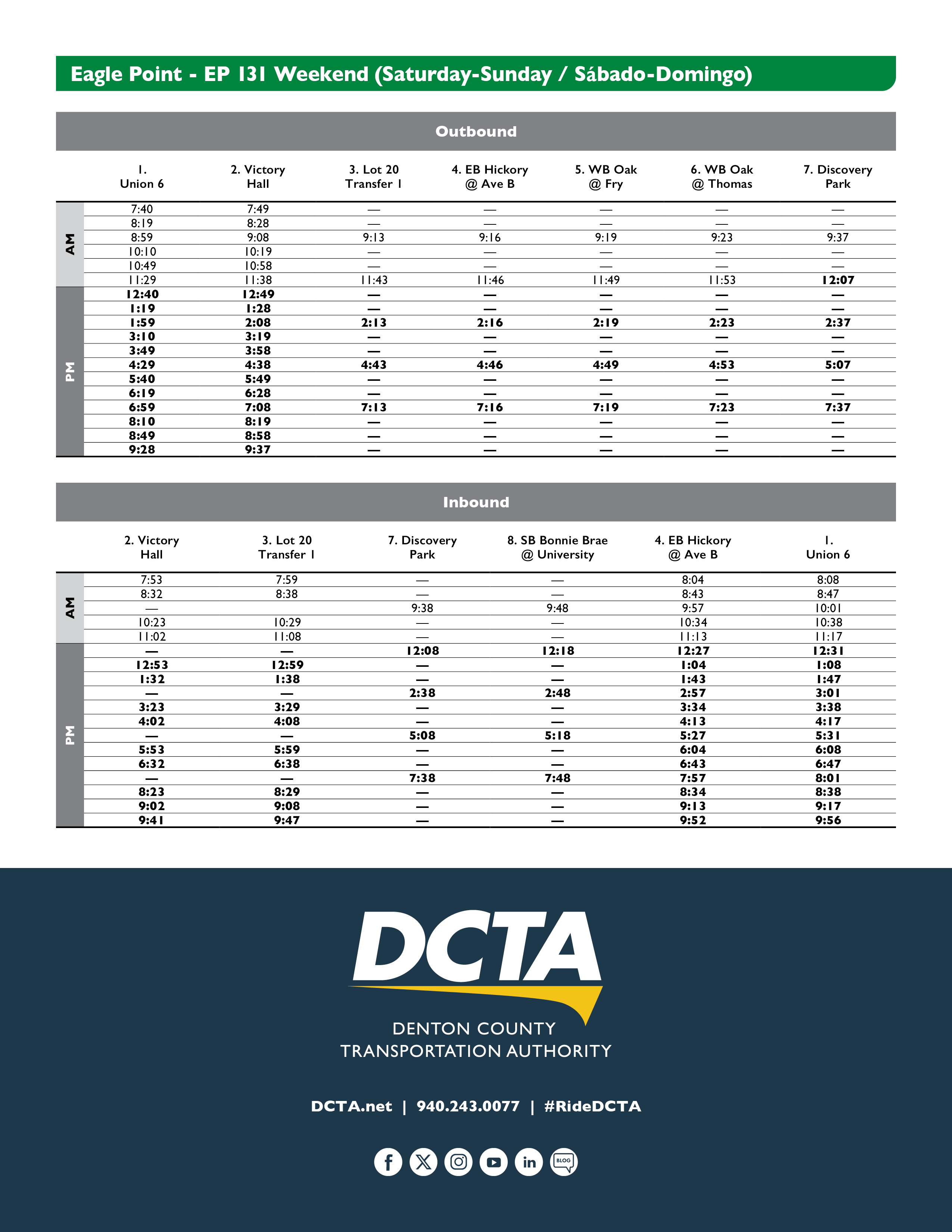 EP 131 weekend schedule list