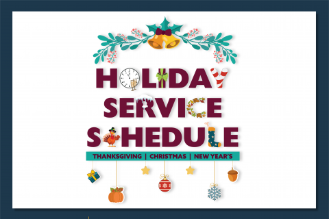 DCTA Holiday Service Schedule Graphic