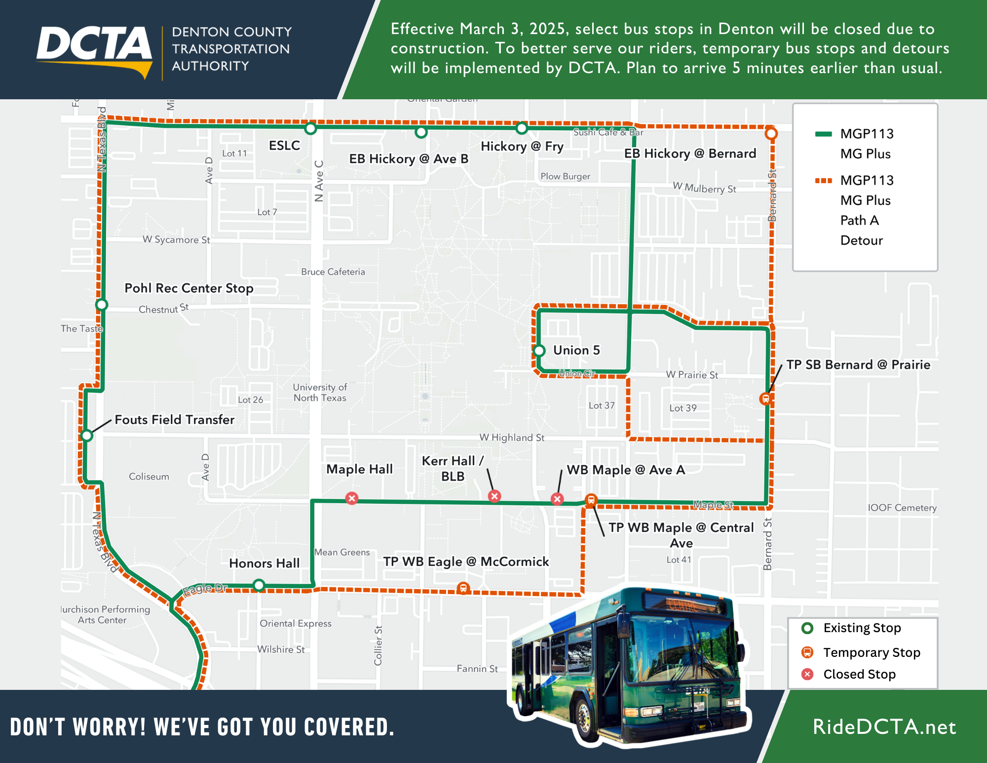 Mean Green Plus Path A Detour March 2025