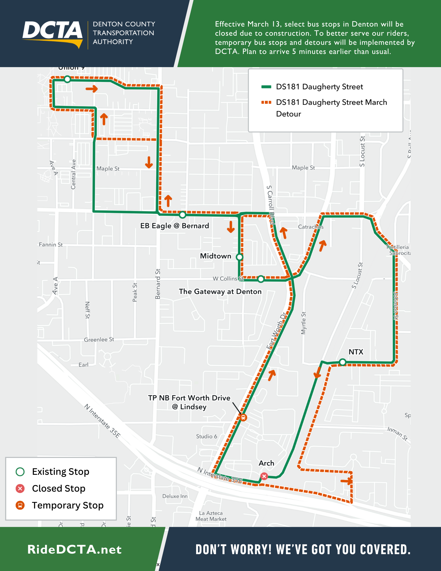 Daugherty Street March13 Detour