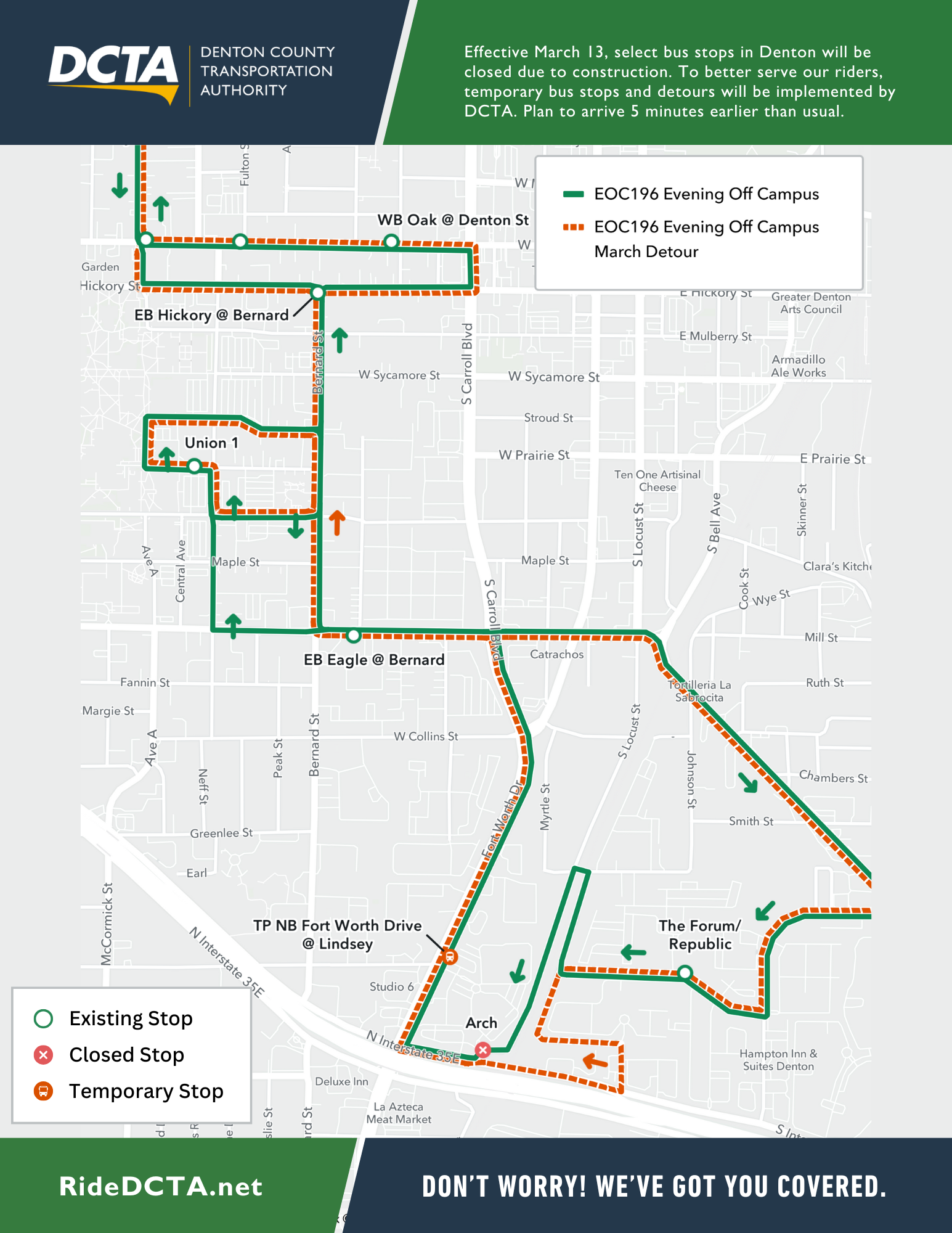 Evening Off Campus March13 Detour